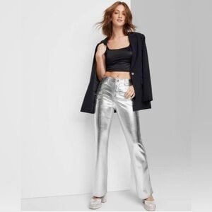 Wild Fable Metallic Silver Flare Pants